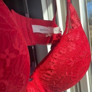 Auden push-up plunge underwire bra 40C red
